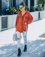 Tanan Fleece-Hemdjacke mit Taschen und Knopfleiste - Rost
