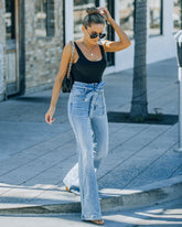 Poppy High Rise Flare Tie Denim - Indigo Ins Street