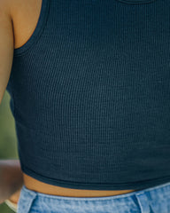 Barre Twist Knit Crop Tank - Schwarz - ENDGÜLTIGER VERKAUF