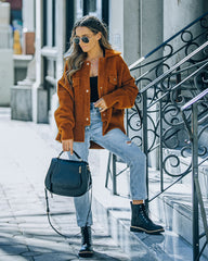 Aiden Fuzzy Knit Shacket – Kamel – ENDGÜLTIGER VERKAUF