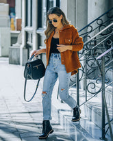 Aiden Fuzzy Knit Shacket – Kamel – ENDGÜLTIGER VERKAUF