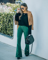 Sophie High Rise Bell Bottom Cordhose - Grün