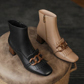 Elena – Stiefeletten mit quadratischer Zehenpartie und Kette