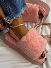 Plateau-Sandalen mit Pelzbesatz