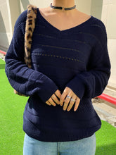 Pullover mit V-Ausschnitt, offener Strickpullover