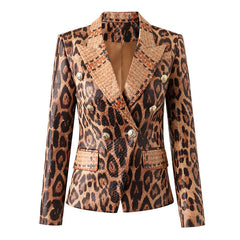 Blazer aus Leder mit Schlangenmuster