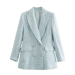 Tweed Blazer Vintage Zweireihiger Mantel