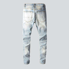 Mit Kristallen verzierte Patchwork-Jeans für Herren