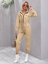 Half Zip Drawstring Waist Jumpsuit Sai Feel