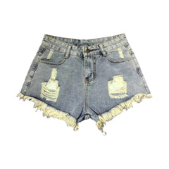 Y2k Distressed Jeansshorts für Damen