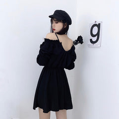 Alt Gothic Dark Off-the-Shoulder Schnürkleid