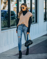 Winnie Zopfmuster-Pulloverweste - Helles Kamel