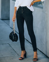 Schmal geschnittene Skinny-Jeans mit hoher Taille und Knopfleiste vorne