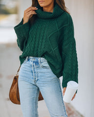 Lyla Zopfmusterpullover aus Baumwollmischung - Jägergrün