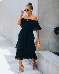 Bonifacio Gestuftes Plissee-Midikleid - Schwarz