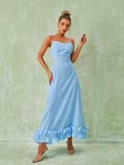 Ilsa – Blaues Spaghetti-Midikleid
