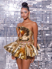 Jahdiel – Trägerloses Minikleid mit Kristallfransen