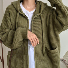 Hygge – Strick-Kapuzenpullover mit Reißverschluss