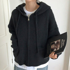 Hygge – Strick-Kapuzenpullover mit Reißverschluss