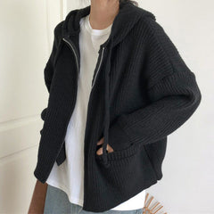 Hygge – Strick-Kapuzenpullover mit Reißverschluss