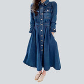 Long sleeve flare denim dress