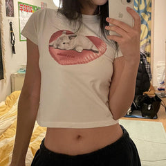Love Bunny – Weißes bauchfreies Top