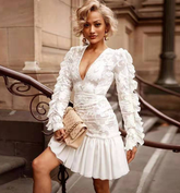 Sexy Temperamentkleid aus Spitze mit Rüschenärmeln