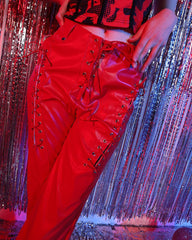 Peekaboo-PU-Hose mit Schnürung