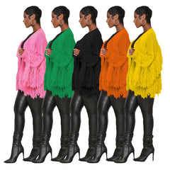 Spruce Fringe Knit Cardigan - Powder Beige Ins Street