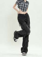 Lockere, schmale Freizeithose mit Batikmuster