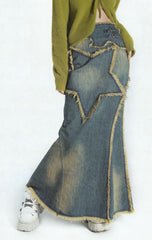 Juno Rey – Asymmetrischer Jeansrock mit Schlitz