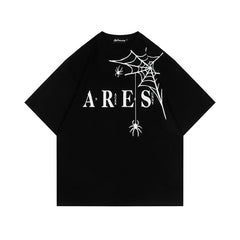 Men's Black Rhinestone Cobweb Short Sleeve Tee