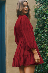 Zyna Satin-Kleid mit Raffung - Ziegelrot