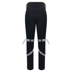 Schwarze Herrenjeans mit Trägern