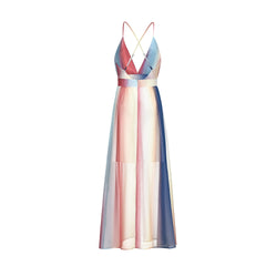 Zyva – Gestreiftes Chiffon-Midikleid mit Schleife