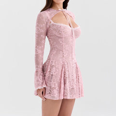 Rosa Minikleid aus Spitze
