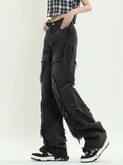 Lockere, schmale Freizeithose mit Batikmuster