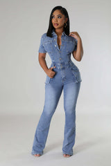 Easy Rider Pocketed Denim Jumpsuit Ins Street