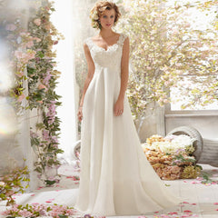 Romantisches, charmantes V-Ausschnitt-Spitzennetz-Hochzeits-/Abendkleid