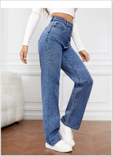 High-Rise-Baggy-Jeans mit weitem Bein