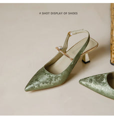 Faiga – Rosa Slingback-Pumps mit Perlen