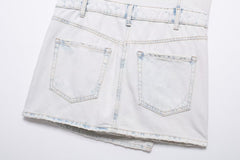Weiße grafische Denim-Kleider mit Kordelzug