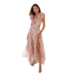 Zida Kleid mit Blumenmuster, Rüschen und Cutout