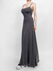Anabella – Schwarzes Maxikleid mit Schnürung - Grau