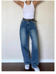 Verwaschene klassische Boyfriendjeans aus Denim