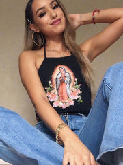 Neckholder Print Weste Riemen Kleine Hosenträger