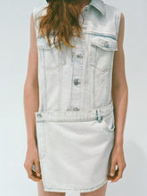 White Graphic denim drawstring Dresses