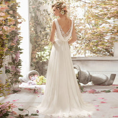 Romantisches, charmantes V-Ausschnitt-Spitzennetz-Hochzeits-/Abendkleid