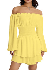 Hemp Surface Pleated Waist Dress