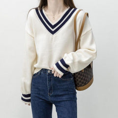 College-Strickpullover mit Zopfmuster - Schwarz